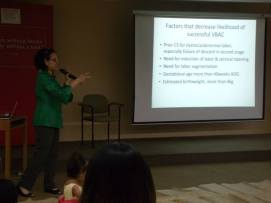 Dra Reyes giving her talk on VBAC